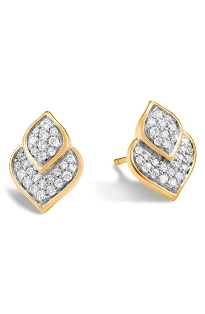 Shop John Hardy Naga Pave Stud Earrings In Gold/ Diamond