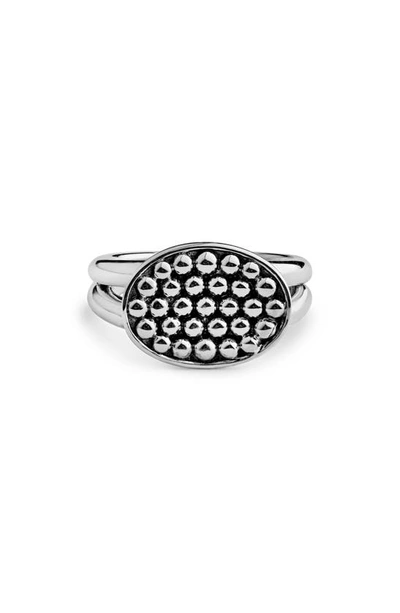 Shop Lagos Signature Caviar Horizontal Ellipse Ring In Silver