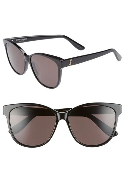 Shop Saint Laurent 58mm Cat Eye Sunglasses In Black/ Gold