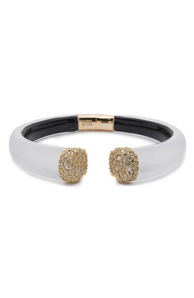 Shop Alexis Bittar Essentials Encrusted Pave Hinged Bracelet In Silver