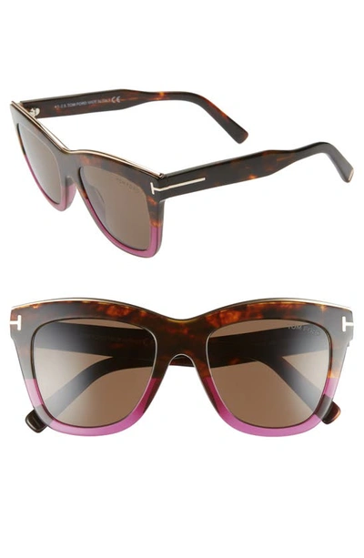 Shop Tom Ford Julie 52mm Sunglasses In Vintage Havana/ Purple/ Brown