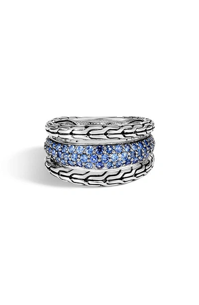 Shop John Hardy Classic Chain Blue Sapphire Ring In Silver/ Blue Sapphire