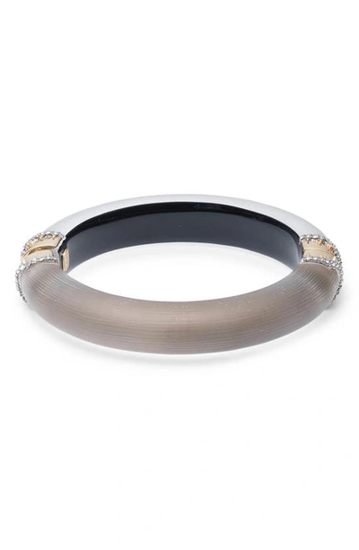 Shop Alexis Bittar Alex Bittar Lucite® Pavé Edge Hinge Bracelet In Warm Grey