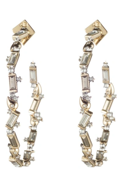 Shop Alexis Bittar Retro Gold Collection Crystal Baguette Hoop Earrings