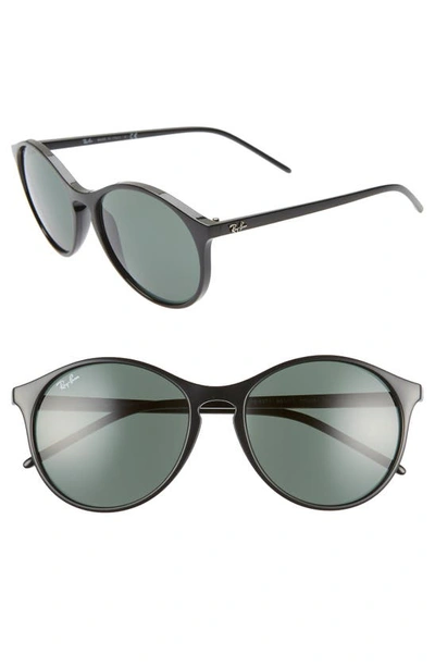 Shop Ray Ban Highstreet 55mm Round Sunglasses In Black/ Green Solid