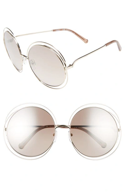 Shop Chloé 62mm Oversize Sunglasses In Gold/ Clear Brown