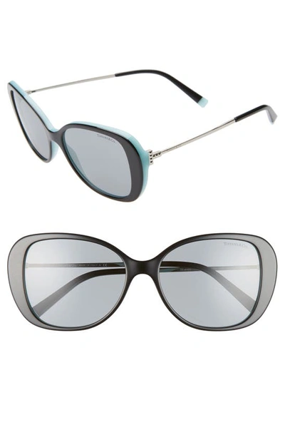 Shop Tiffany & Co Tiffany T 55mm Gradient Butterfly Sunglasses In Black/ Blue Solid