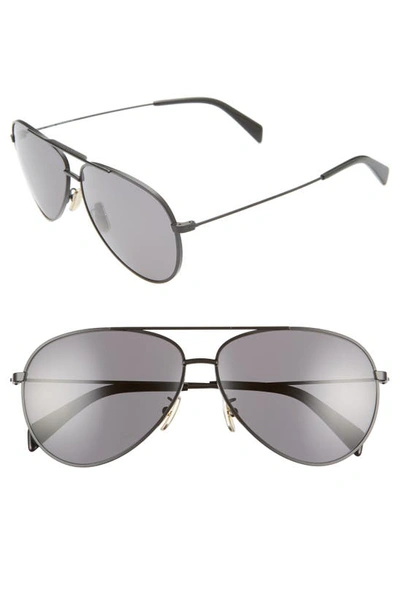 Shop Celine 61mm Polarized Aviator Sunglasses In Matte Black/ Smoke Polar