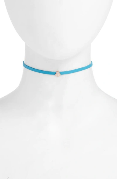 Shop Knotty Charm Choker In Turquoise/ Rose Gold Chain