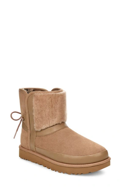 Shop Ugg Classic Bow Genuine Shearling Bootie In Amphora Suede