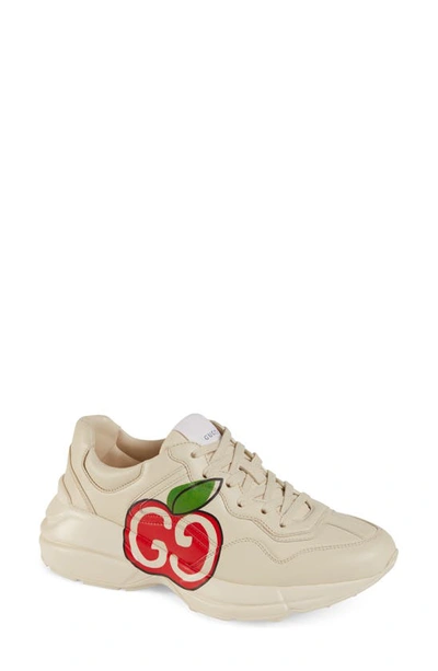 Shop Gucci Rhyton Double-g Apple Print Sneaker In White