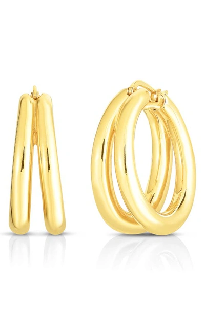 Shop Roberto Coin Double Huggie Hoop Earrings In Yellow Gold