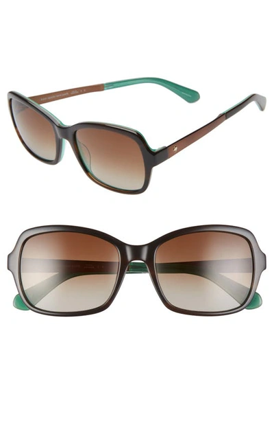 Shop Kate Spade Annjanette 55mm Polarized Sunglasses In Brown/ Brown Grad Polar