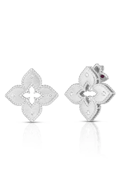 Shop Roberto Coin Venetian Princess Diamond Earrings In White Gold