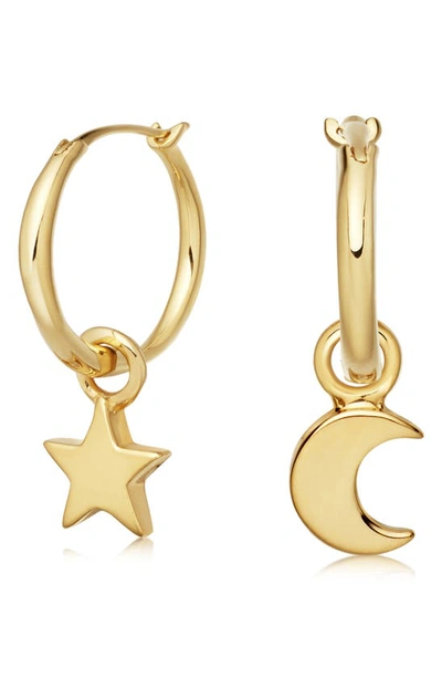 Shop Missoma Mismatched Mini Moon & Star Charm Hoop Earrings In Gold
