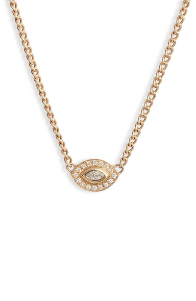 Shop Zoë Chicco Paris Small Diamond Halo Pendant Necklace In Yellow Gold
