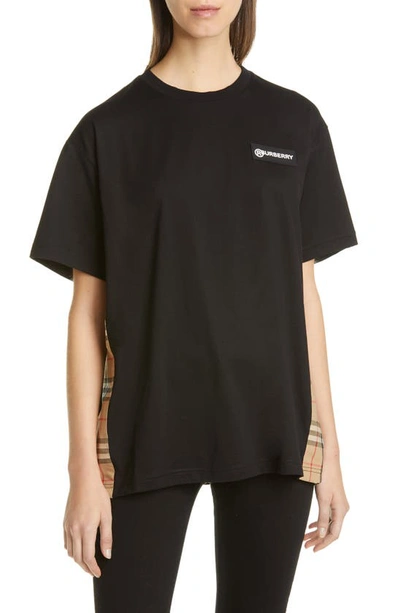 Shop Burberry Carrick Oversize Vintage Check Panel Tee In Black