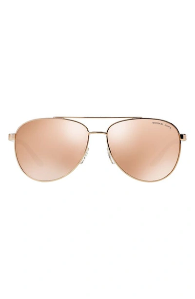 Shop Michael Kors 59mm Aviator Sunglasses In Rose Gold/ Gold