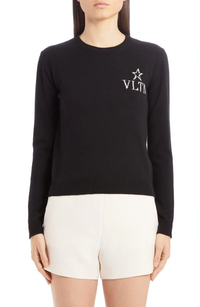 Shop Valentino Vltn Star Logo Wool & Cashmere Sweater In Nero/ Avorio