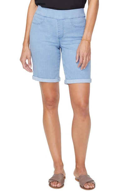 Shop Nydj Roll Cuff Pull-on Denim Shorts In Belle Isle