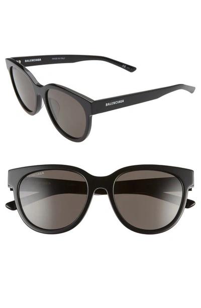 Shop Balenciaga 54mm Polarized Round Cat Eye Sunglasses In Black/ Grey