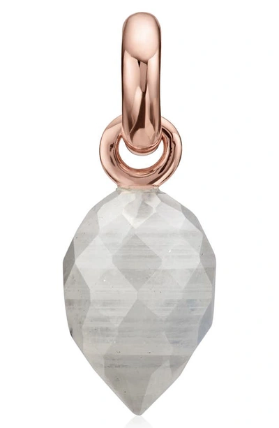 Shop Monica Vinader Fiji Bud Pendant Charm In Rose Gold/ Moonstone