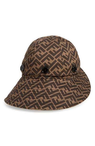 Shop Fendi Ff Logo Convertible Hat In Tobacco