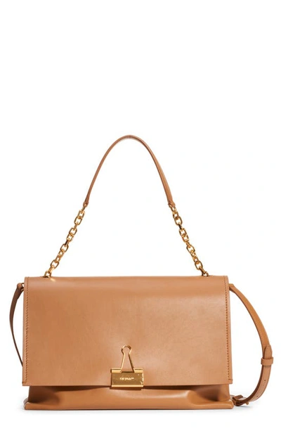 Shop Off-white Large Binder Clip Leather Shoulder Bag In Brown No Color