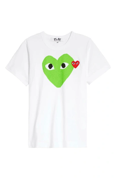 Shop Comme Des Garçons Play Heart Graphic Tee In Green