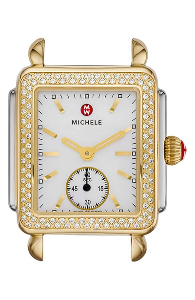 Shop Michele Deco 16 Diamond Watch Head, 29mm X 31mm In Silver/ Gold