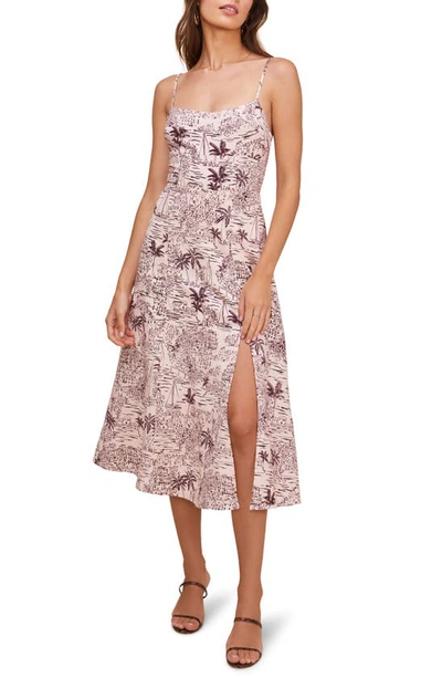 Shop Astr Keilani Sleeveless Midi Dress In Blossom Tropical Print