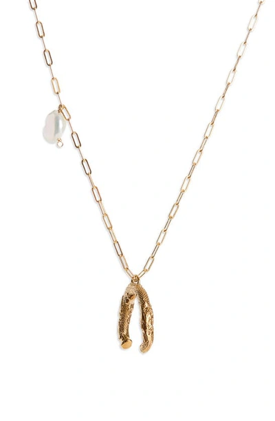 Shop Alighieri Flashback River & Baroque Pearl Necklace In Gold