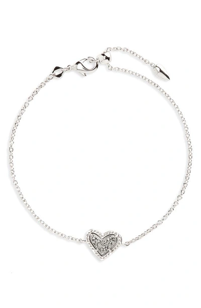 Shop Kendra Scott Ari Heart Charm Bracelet In Platinum Drusy