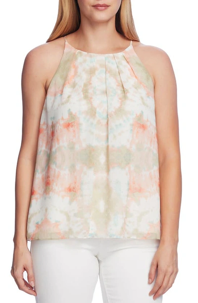 Shop Vince Camuto Pleat Front Tie Dye Tank Top In Soft Willow