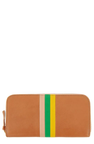 Shop Clare V Leather Zip Around Wallet In Natural Rustic