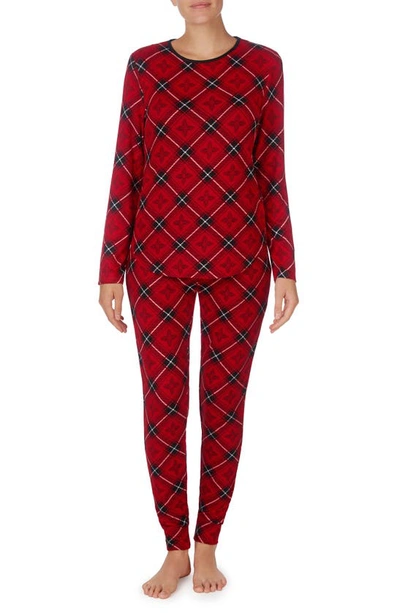 Shop Lauren Ralph Lauren Plaid Print Pajamas In Red Print