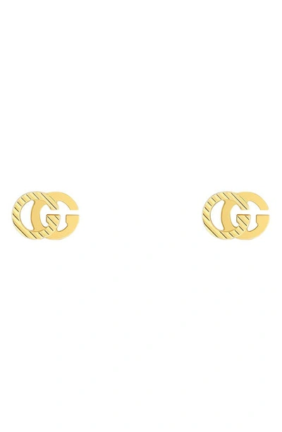 Shop Gucci Running G 18k Gold Stud Earrings In Yellow Gold