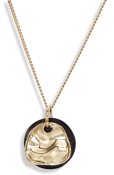 Shop Akola Viola Hope Double Pendant Necklace In Black/ Gold