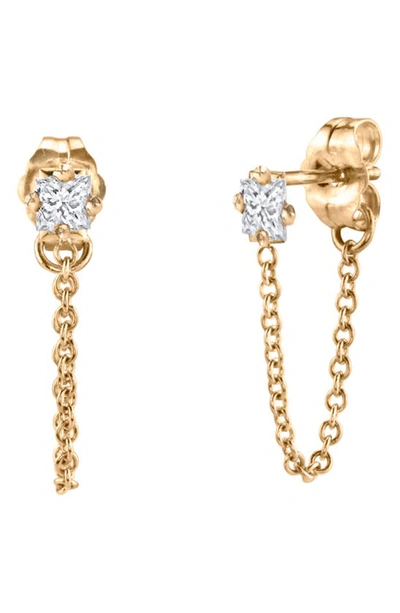 Shop Lizzie Mandler Fine Jewelry Diamond Huggie Chain Drop Stud Earrings In Yellow Gold/white Diamond