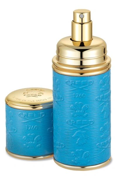 Shop Creed Refillable Deluxe Leather Atomizer, 1.7 oz In Blue/gold Trim