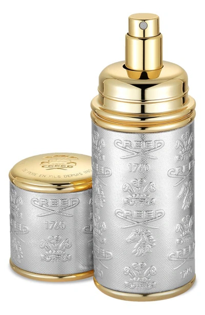 Shop Creed Refillable Deluxe Leather Atomizer, 1.7 oz In Silver/gold Trim