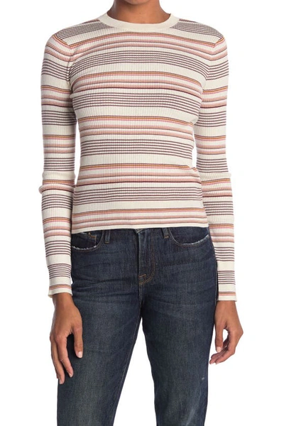 Shop Frame Stripe Ribbed Cotton & Wool Sweater In Off White Multi