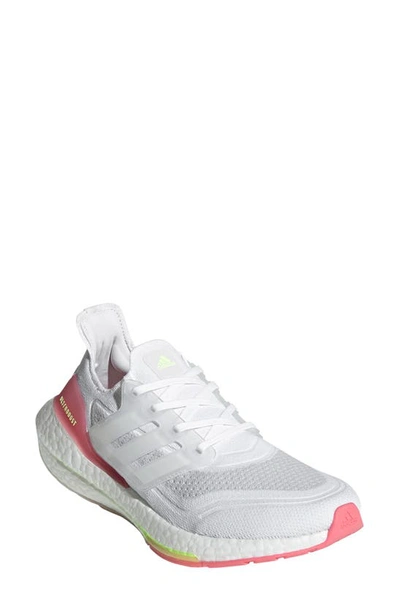 Shop Adidas Originals Ultraboost 21 Running Shoe In White/ White/ Hazy Rose