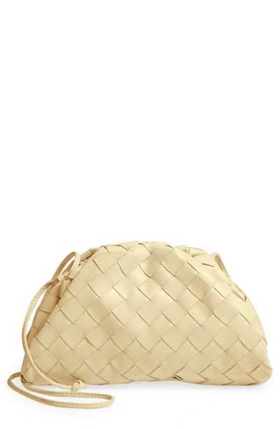 Shop Bottega Veneta Small The Pouch Leather Clutch In Ice Cream/ Silver