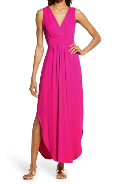Shop Fraiche By J V-neck Jersey Dress In Pink