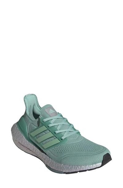Shop Adidas Originals Ultraboost 21 Running Shoe In Hazy Green/ Hazy Green/ Blue