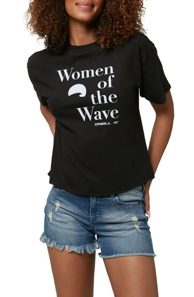 Shop O'neill Wave Women Graphic Tee In Black
