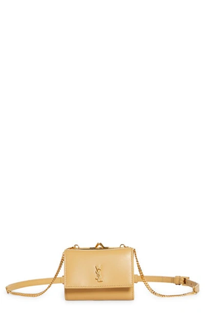 Shop Saint Laurent Calfskin Leather Belt Bag In Gold