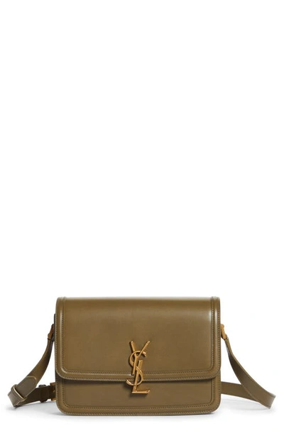 Shop Saint Laurent Medium Solferino Leather Shoulder Bag In Vert Kaki