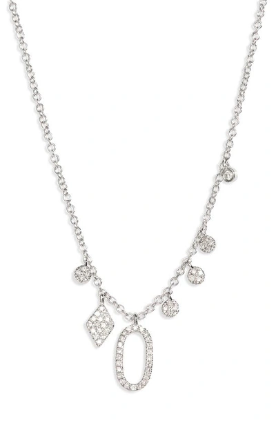 Shop Meira T Diamond Charm Necklace In White Gold